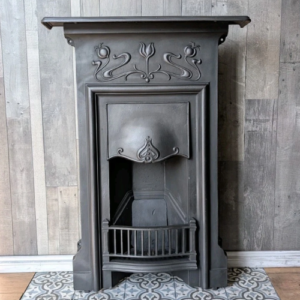 Stunning Original Complete Art Nouveau Cast Iron Fireplace